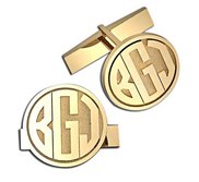 Circle Monogram Block Cuff Links