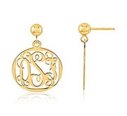 Monogram Vine Script Round Post Dangle Earrings