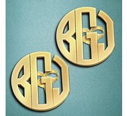 Monogram Round Block Cutout Post Earrings