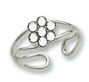 Sterling Silver CZ Flower Toe Ring