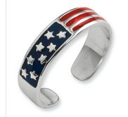 Sterling Silver Enameled Flag Toe Ring