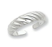 Sterling Silver Ribbed Toe Ring