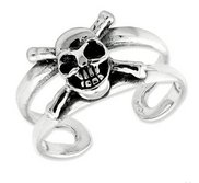 Sterling Silver Antiqued Skull Toe Ring