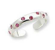 Sterling Silver Pink CZ Toe Ring