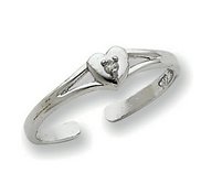 14k White Gold  01ct Diamond Heart Toe Ring