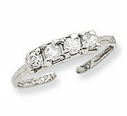 14k White Gold CZ Toe Ring