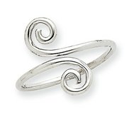 14k White Gold Swirl Toe Ring