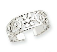 14k White Gold Floral Toe Ring