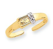 14k Yellow Gold Buckle With  01 Ct Diamond Toe Ring