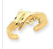 14k Yellow Gold Dolphin Toe Ring