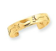 14k Yellow Gold Footprints Toe Ring