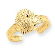 14k Yellow Gold Scallop Shell Toe Ring