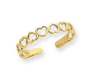 14k Yellow Gold Heart Toe Ring