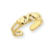 14k Yellow Gold Hearts    X  Toe Ring