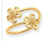 14k Yellow Gold Flower Toe Ring