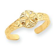 14k Yellow Gold Sand Dollar Toe Ring