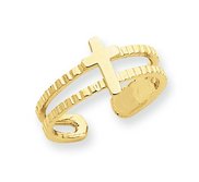 14k Yellow Gold Cross Toe Ring