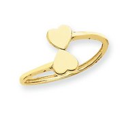 14k Yellow Gold Double Heart Toe Ring