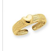 14k Yellow Gold Heart Toe Ring