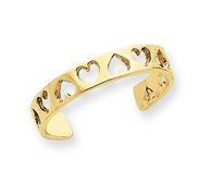 14k Yellow Gold Heart Toe Ring