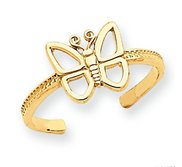 14k Yellow Gold Butterfly Toe Ring