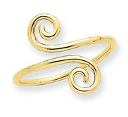 14k Yellow Gold Swirl Toe Ring