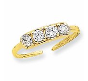 14k Yellow Gold CZ Toe Ring