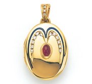 Victor Mayer 18K Gold Diamond Locket With Ruby