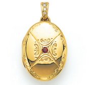 Victor Mayer 18K Gold Diamond Locket With Ruby