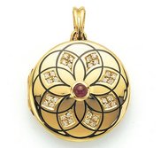 Victor Mayer 18K Gold Diamond Locket With Ruby