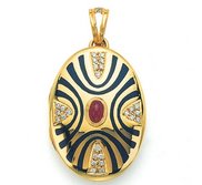 Victor Mayer 18K Gold Diamond Locket With Ruby