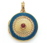 Victor Mayer 18K Gold Diamond Locket With Ruby