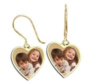 Heart Shaped Photo Pendant Kidney Wire Earrings