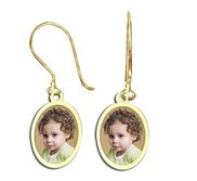 Oval Shaped Photo Pendant Kidney Wire Earrings