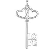 Double Heart Love Is Key Pendant