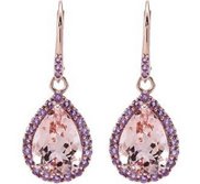 Genuine Morganite   Amethyst Lever Back Earrings