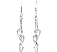 Stainless Steel Triple Heart Dangle Earrings