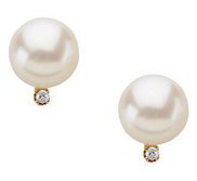 Freshwater Pearl   Diamond Earrings