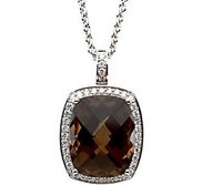 Genuine Smoky Checkerboard Quartz and Diamond Necklace