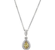 Pear Halo Style Yellow and White Sapphire Pendant