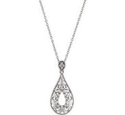 Sterling Silver Tear Drop Diamond Pendant