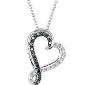 Swirl Black and White Diamond Heart