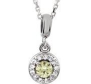 Round Halo Style Yellow and White Sapphire Pendant