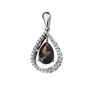 Genuine Smoky Quartz and Diamond Pendant