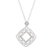 Sterling Silver Diamond Shape Diamond Pendant