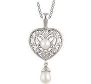 Freshwater Cultured Pearl and Diamond Pendant