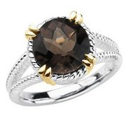 Sterling Silver and 14kt yellow Smoky Quartz Ring