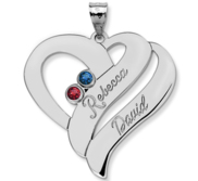 Personalized Couple s Heart Pendant w  Birthstones