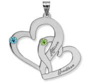 Personalized Couple s Heart Pendant w  Birthstones