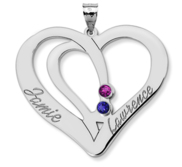 Personalized Couple s Heart Pendant w  Birthstones